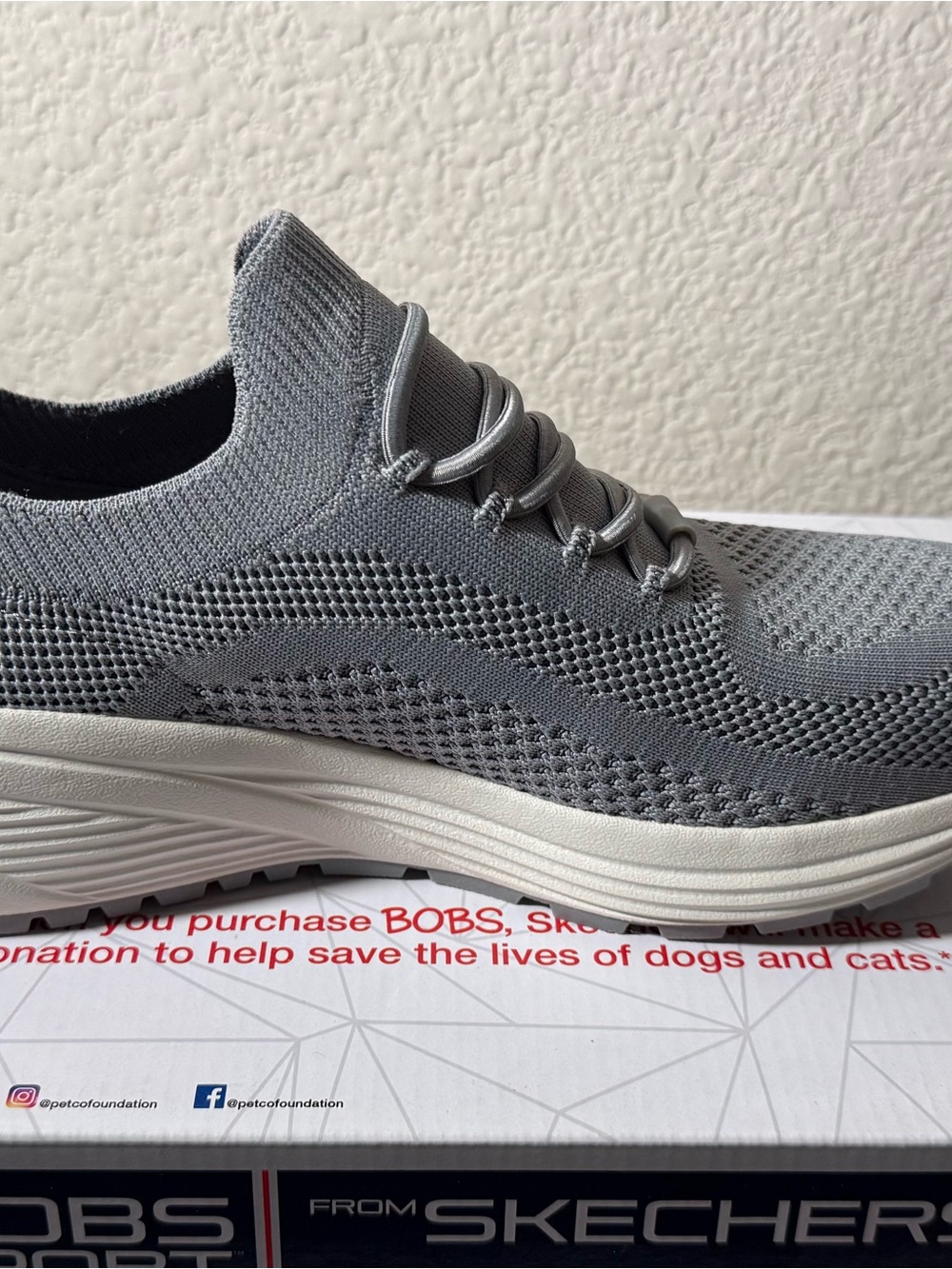 Skechers Slip-On Knit Sneakers in Light Gray and White - Picture 7 of 9